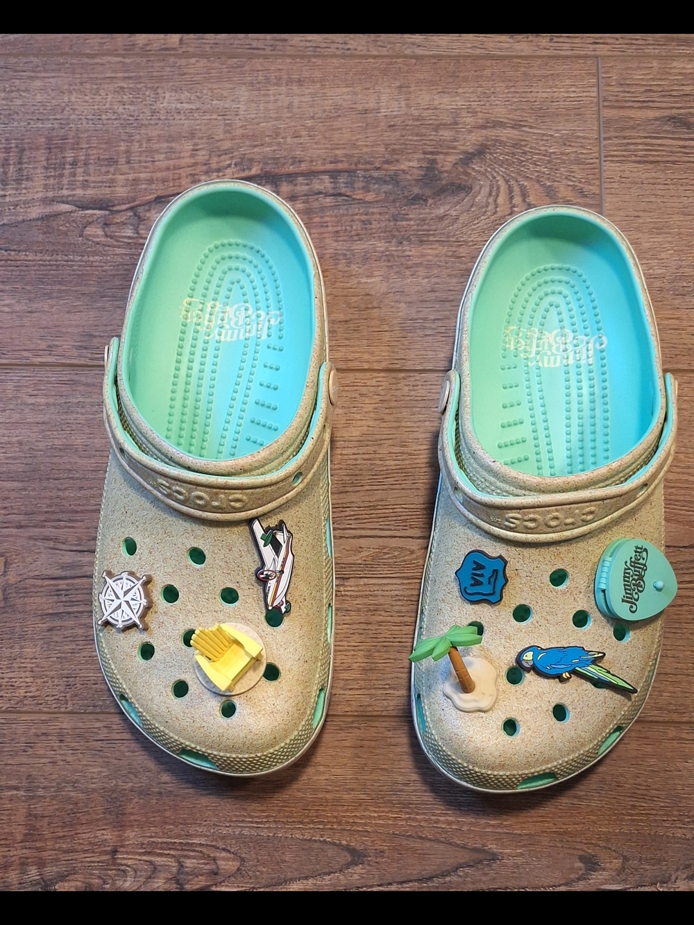CROCS Jimmy Buffet Seafoam Glitter Sandals with Aqua InsoleS☆SZ M9 W11☆